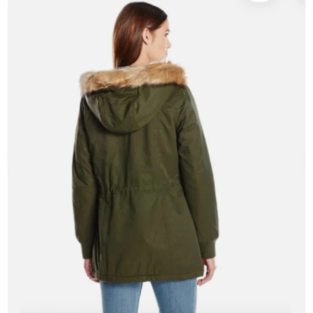 Grunge Levi Strauss & Co Hooded Sherpa Lined Army Green Jacket, Women's Medium - Picture 3 of 16